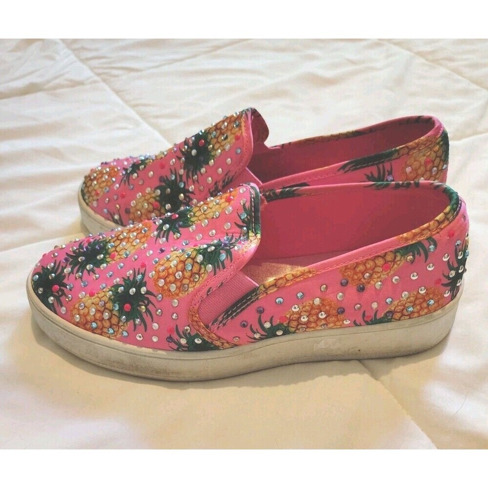 Steve Madden Embellished Pineapple Print Slip-On Sneakers Size 4M Fit Like 5
